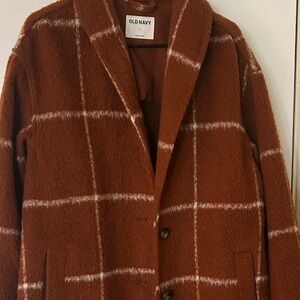 Old Navy women’s Rust Plaid Pea Coat